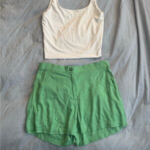 Elegant Green High Waist Women's Shorts